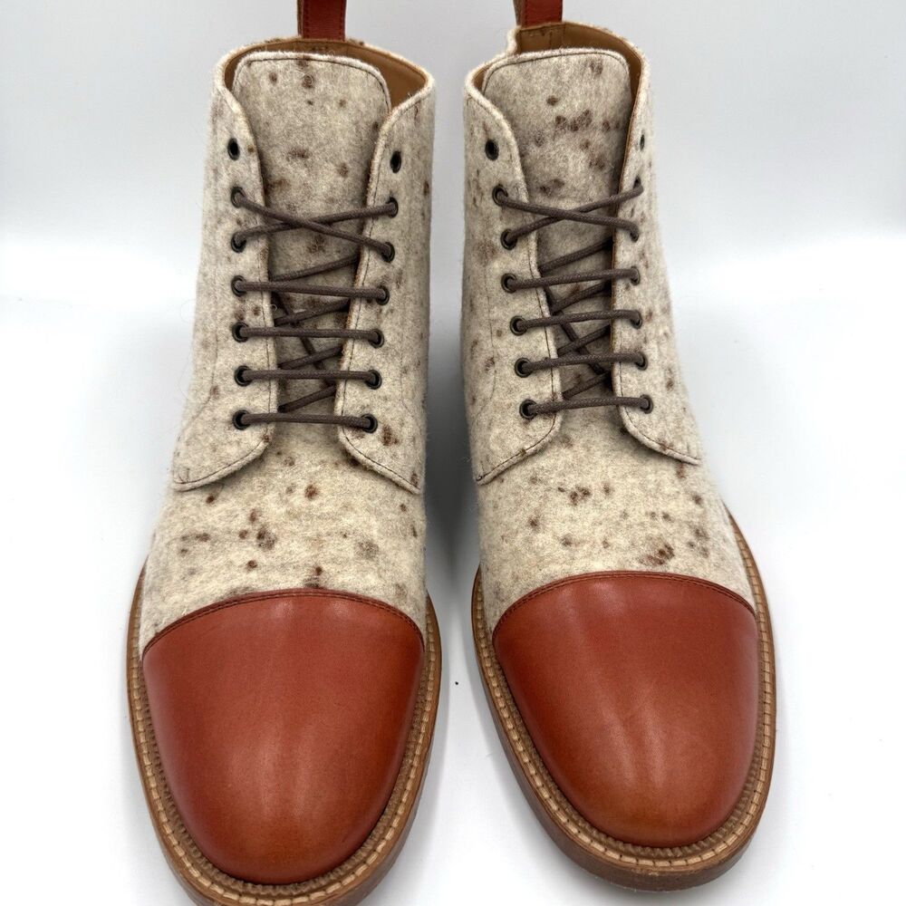 Taft The Jack Boot Men’s US 12 EU 45 Calico Wool Calfskin Cap Toe Lace Up Spain - Picture 2 of 7